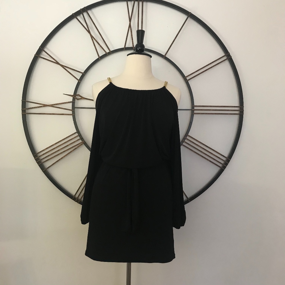 Michael Kors Large Black Dress Open Shoulder
